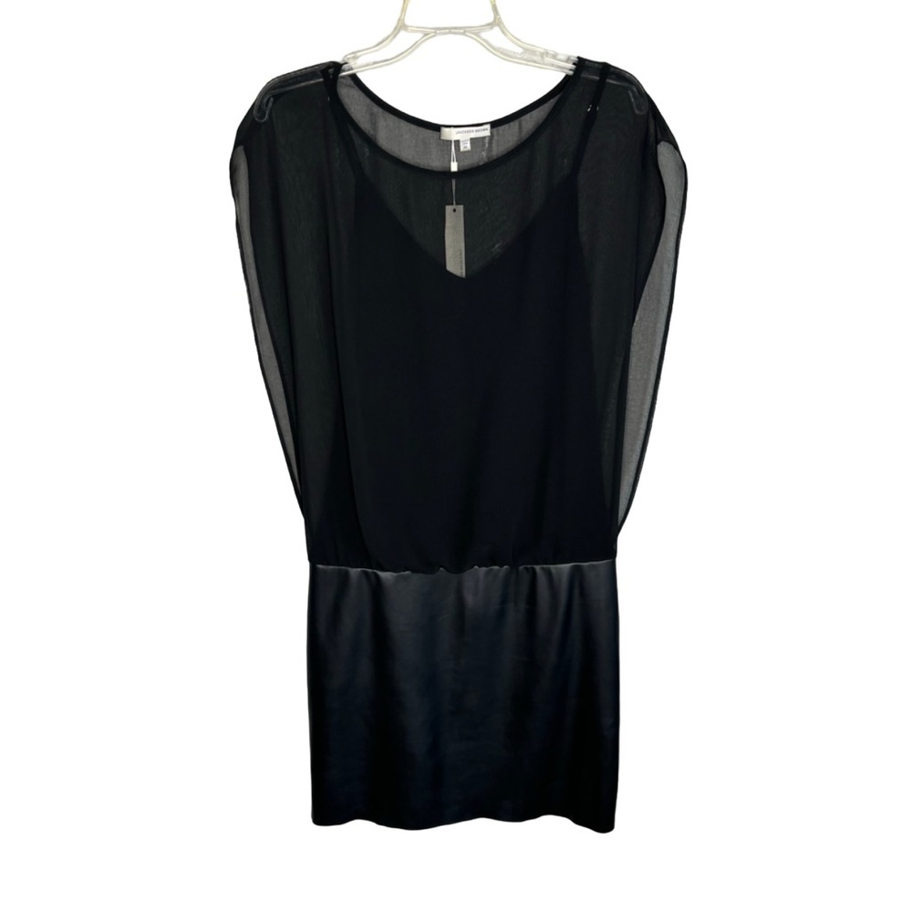 NWT Lavender Brown Dress, Black, Medium, Faux Leather Skirt